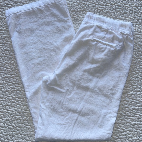 Caslon White Relaxed Linen Blend Drawstring Waist Pants Wide Leg Resortwear Sz M - Picture 12 of 14